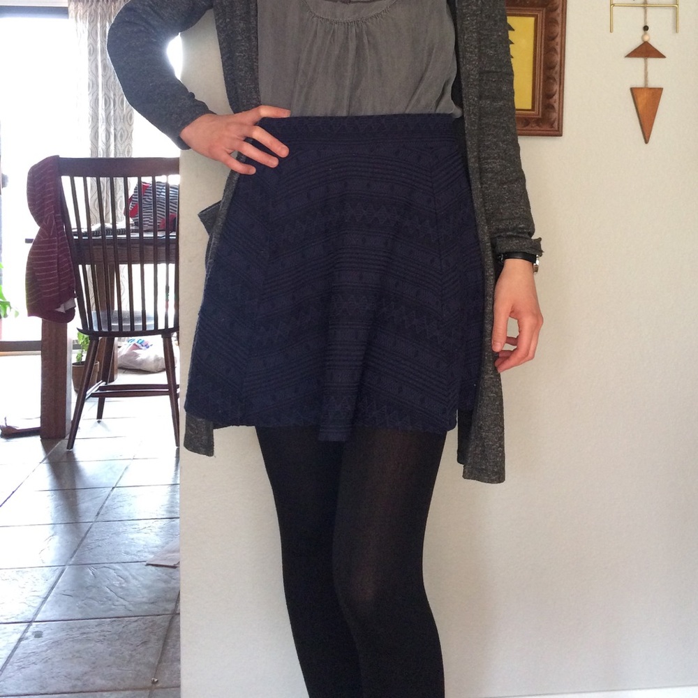 Navy High Waisted Skirt